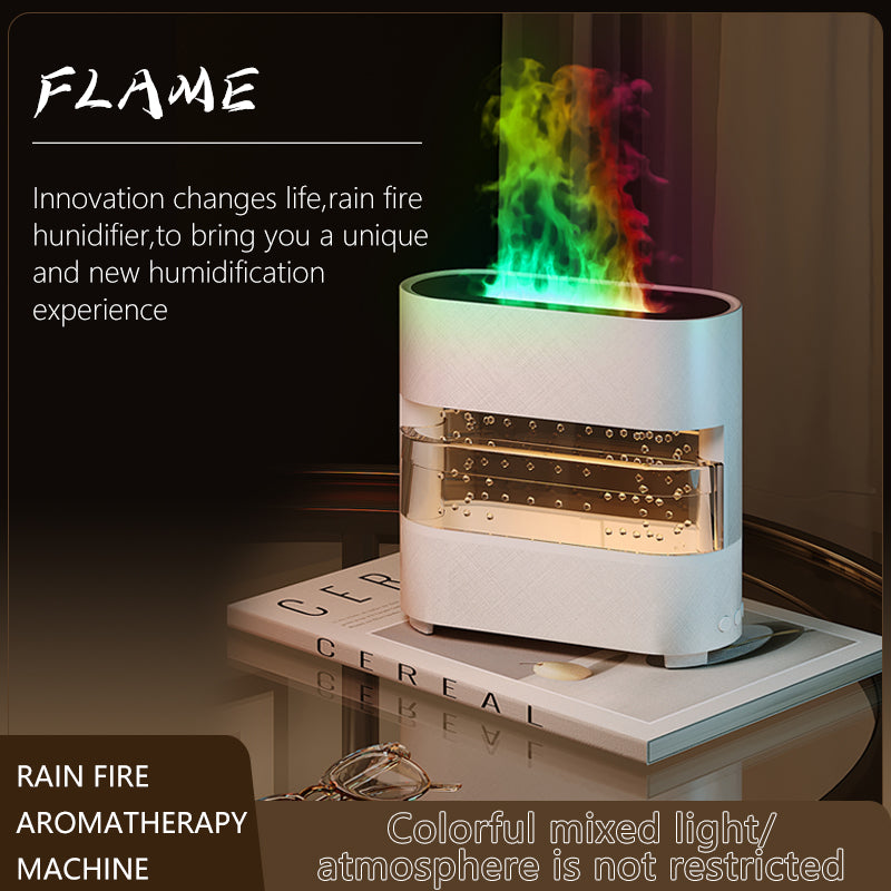 FireBloom Rain Humidifier 2024 New Products Rain Fire Humidifier Aroma Diffuser Water Drip: LED Color